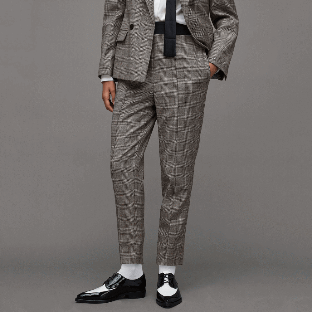 Grey check skinny sale fit trousers